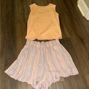 Tank Top and Striped Shorts Set
